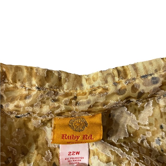 Ruby Rd Gold Button Down Shirt with Notched Collar and Cuffed Sleeves - Picture 5 of 7